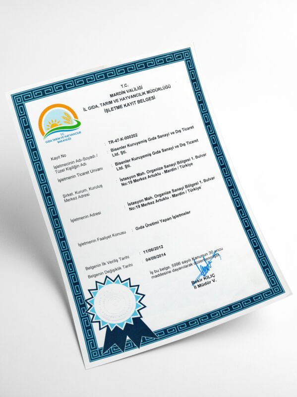 Gıda Üretim Belgesi