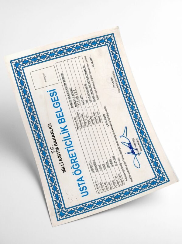 Usta Öğreticilik Belgesi